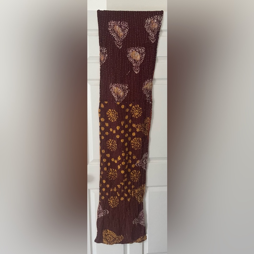 Indian Bandhani Tie Dye fabric (cotton dress) wrap or Scarf Maroon and Yellow